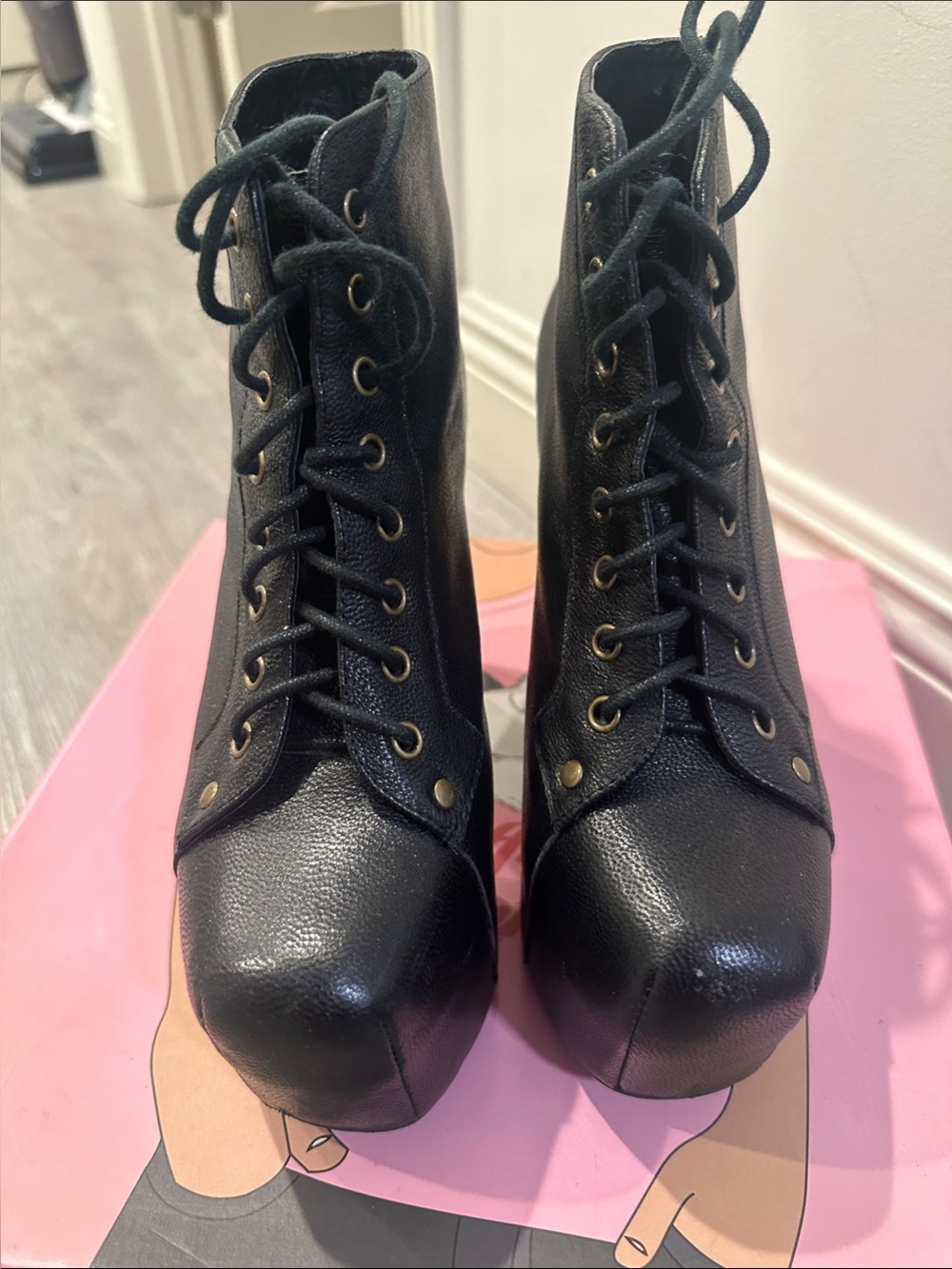 Jeffrey Campbell Black Lace-Up Lita Platform Boots - Women